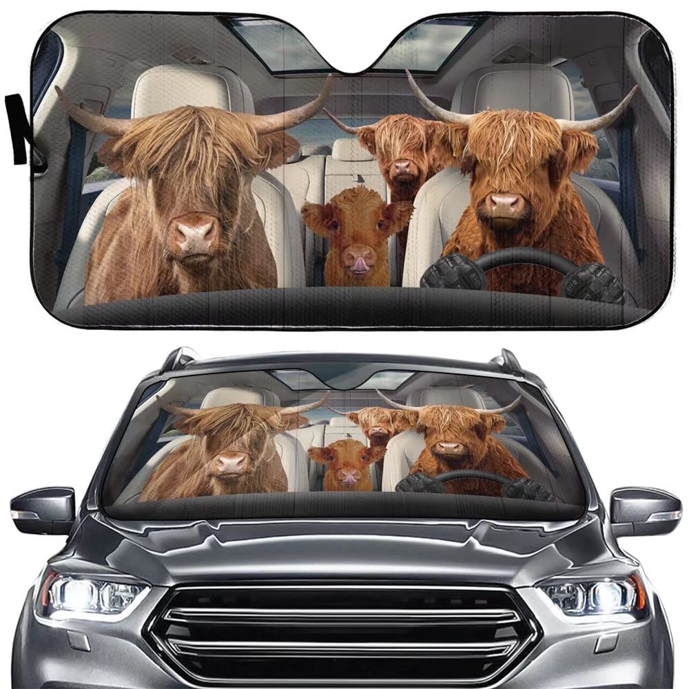 Lustiger Sonnenschutz für Autos mit Hochlandrindmotiv (Hochlandrind) 0624