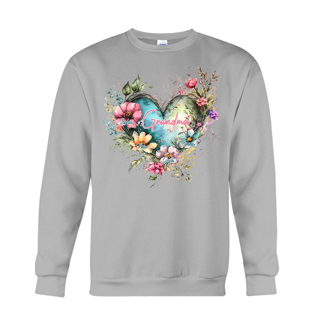 Grandma's Mom's Flowers - Personalized Grandma T-shirt And Hoodie