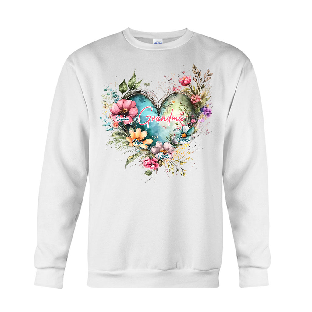Grandma's Mom's Flowers - Personalized Grandma T-shirt And Hoodie