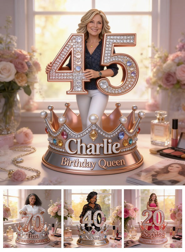 Personalized 45th Birthday Middle-Aged Woman Custom Shaped Acrylic Plaque