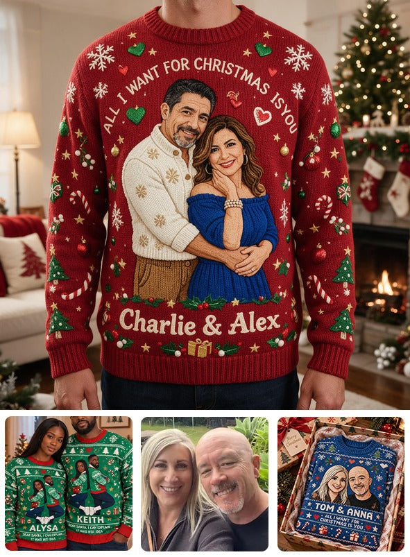 Personalisierter Weihnachts-Pullover zum 30. Jubiläum 1996 für ein mittelalterliches Latino-Paar