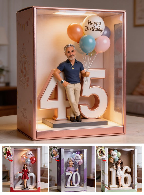 Personalisierte 45. Geburtstags-Acryl-Displaybox für Männer