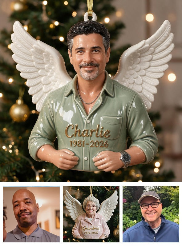 Ornement 3D Mémorial Personnalisé pour Noël - Homme Latino d'Âge Moyen