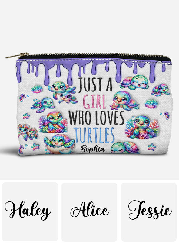 Une fille qui adore les tortues - Pochette tortue personnalisée