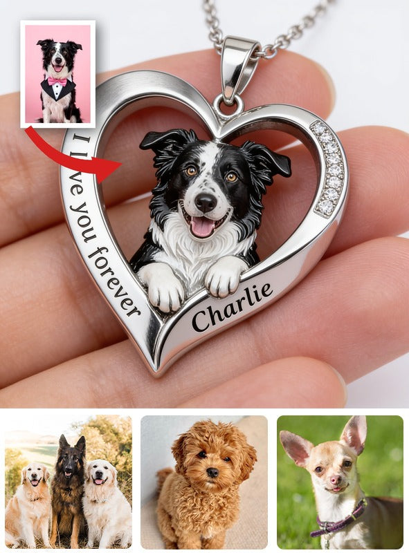 Personnalisé à partir de n'importe quelle photo - Pendentif en métal en forme de Border Collie noir et blanc