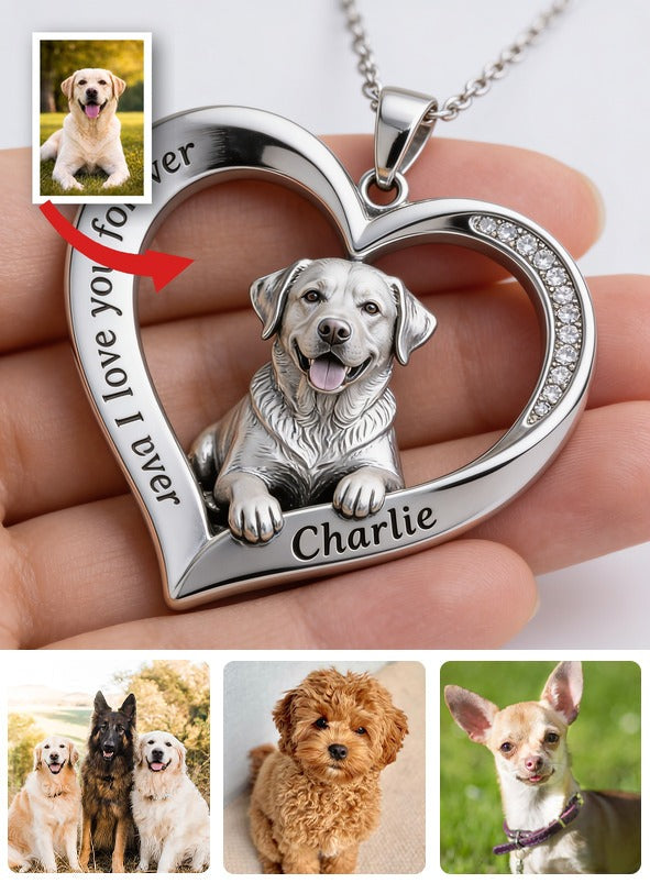 Personnalisé à partir de n'importe quelle photo - Collier en métal en forme de Labrador Retriever en argent