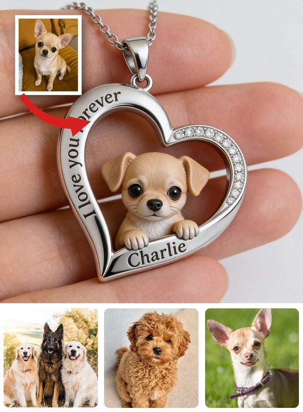 Pendentif Métallique Personnalisé en Forme de Chihuahua - Photo Personnalisée