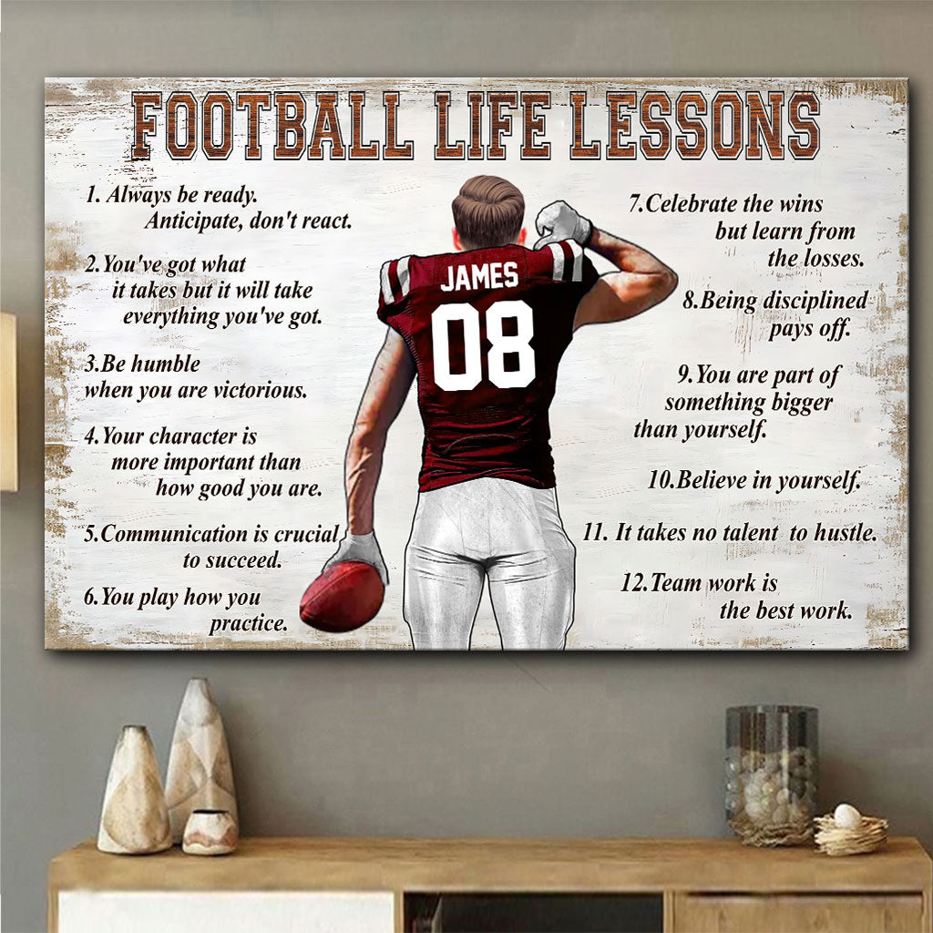Football Life Lessons - Personalized Football Canvas And Poster