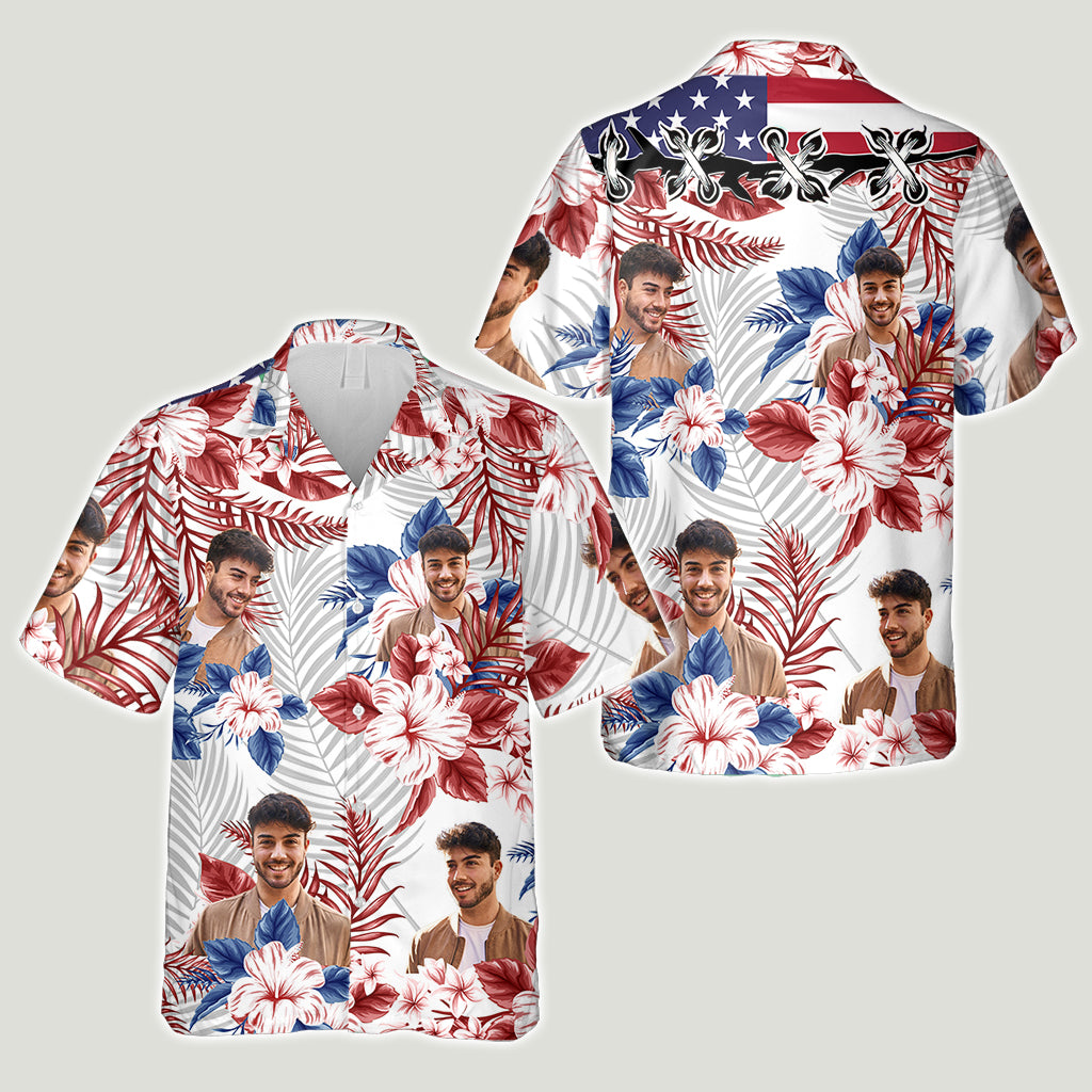 American Flag Flower - Personalized Independence Day/ 4th of July Hawaiian Shirt