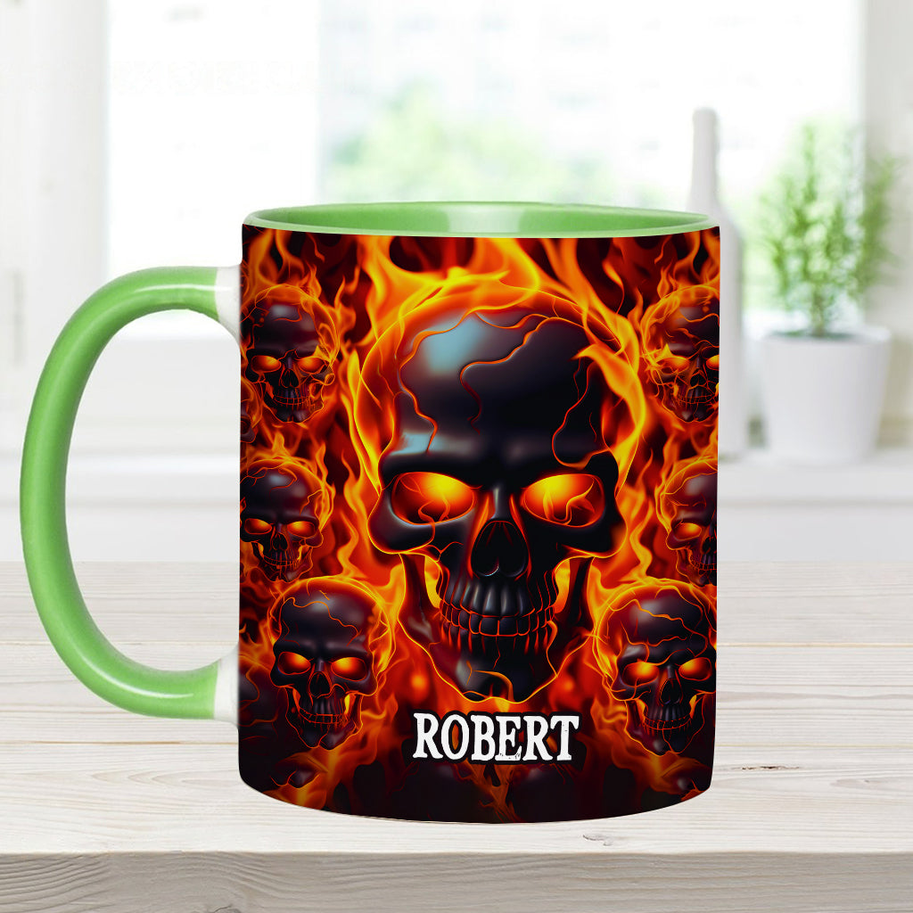 Melted Skull On Fire - Personalized Skull Accent Mug