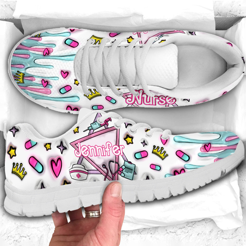 Nurse Life Pink Doll Inflated - Personalized Nurse Sneakers