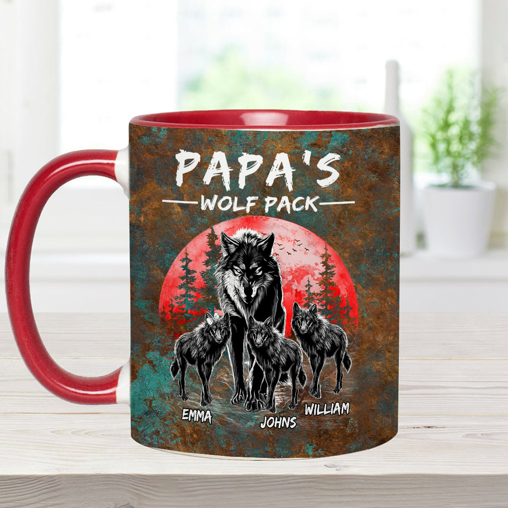 Grandpa's Wolf Pack - Personalized Father Accent Mug