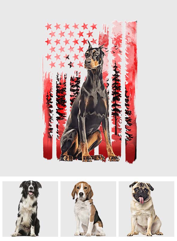 Autocollant personnalisé pour chien - Drapeau rouge - Jour de l'Indépendance