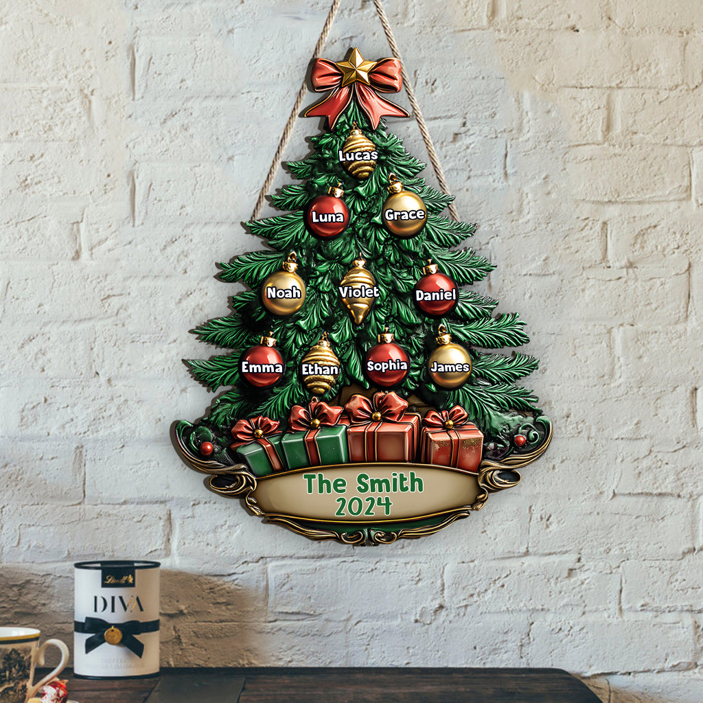 Merry Christmas - Personalized Family Custom Shaped Wood Sign