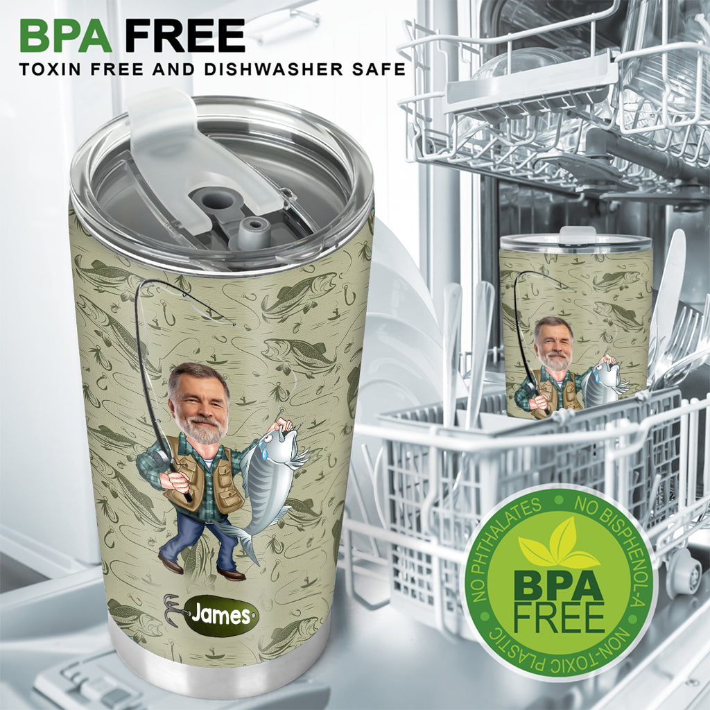 Funny Caricature Face - Personalized Fishing Tumbler