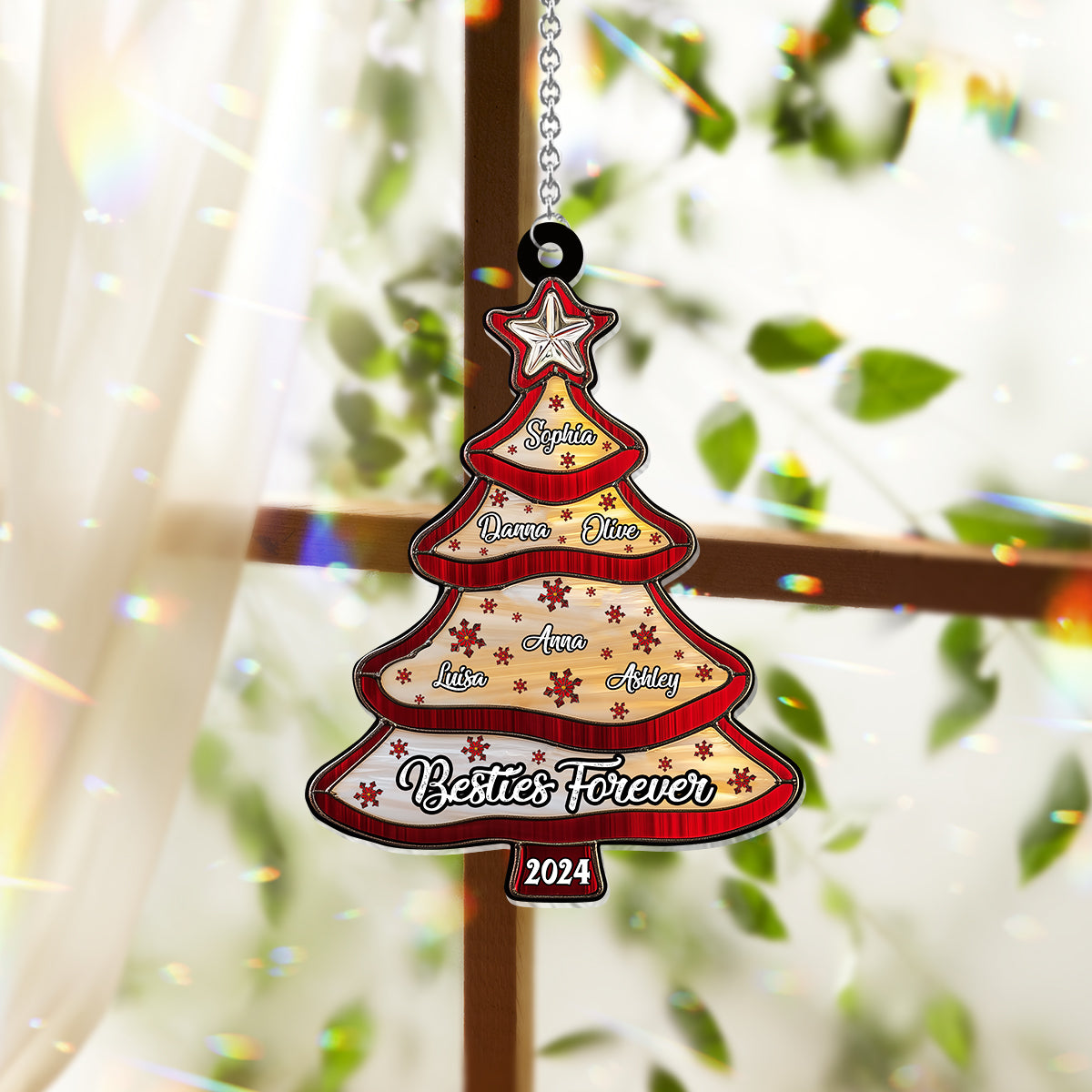 Besties Forever - Personalized Bestie Window Hanging Suncatcher Ornament