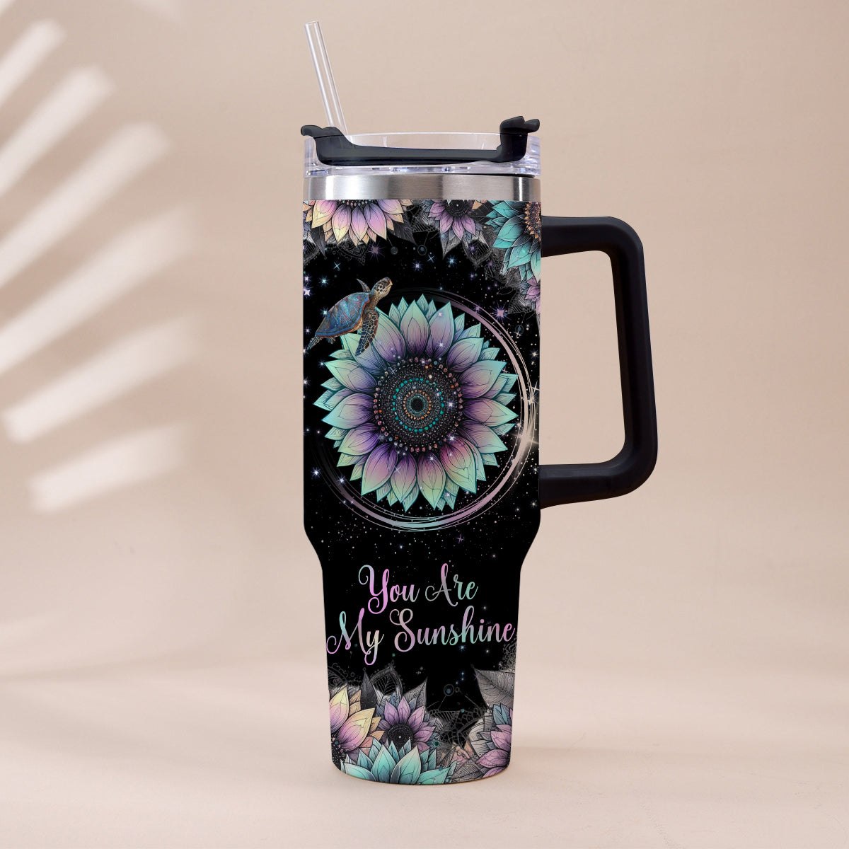 You Are My Sunshine - Personalized Turtle Tumbler With Handle