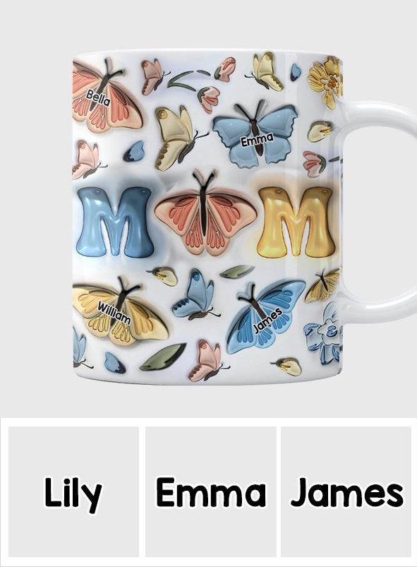 Mother And Children Butterfly - Personalized Mother Mug