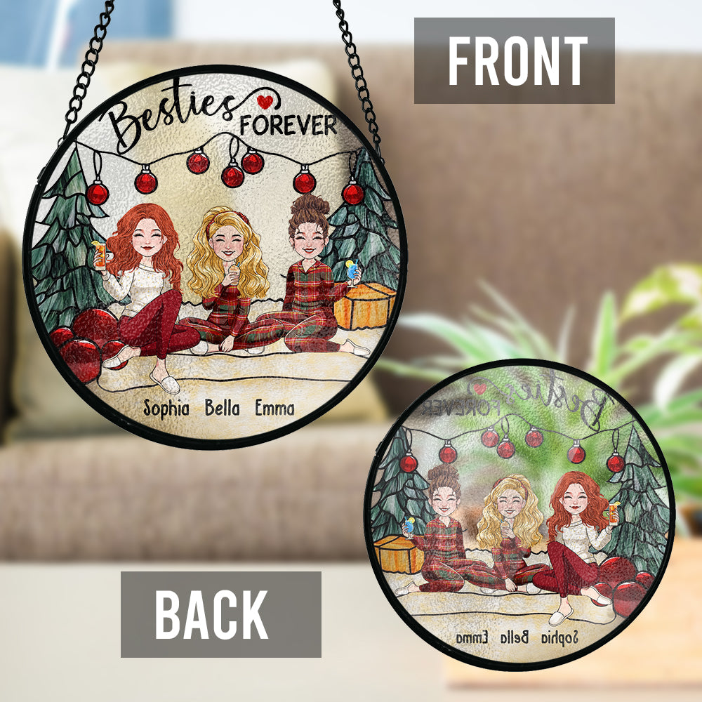 Sisters Forever - Personalized Bestie Stained Glass Suncatcher