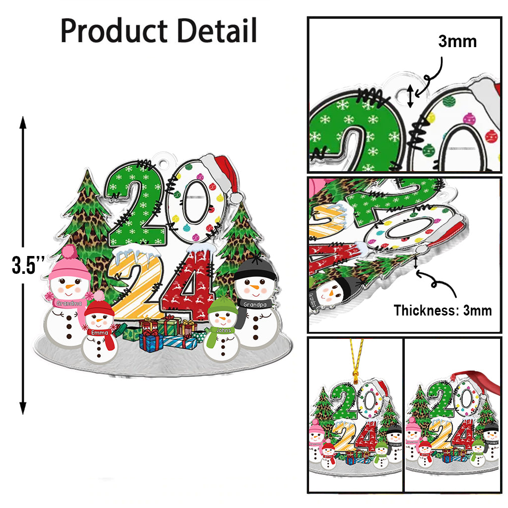 Lovely Snowman Grandkids - Personalized Grandma Custom Shaped Ornament