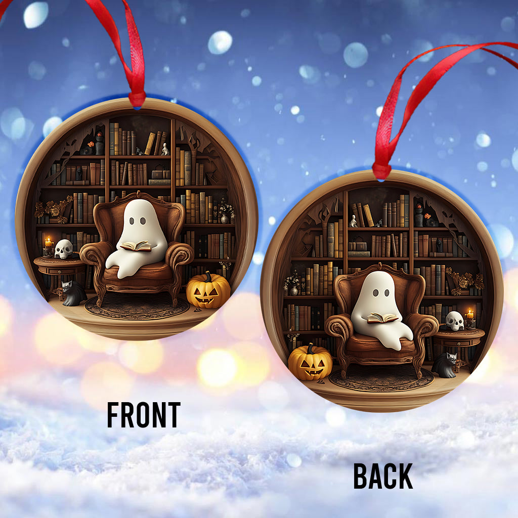 Spooky Ghost Reading Book - Personalized Book Ornament