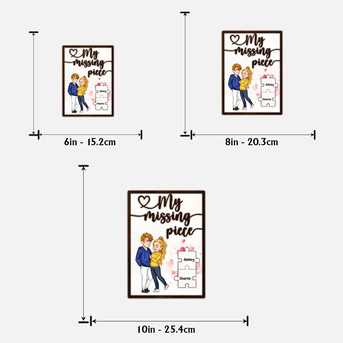 My Missing Piece - Personalized Couple 2 Layered Wood Sign / Wood Plaque