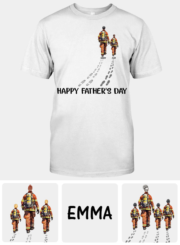 Happy Father's Day Firefighter Dad - Personalized Firefighter T-shirt And Hoodie