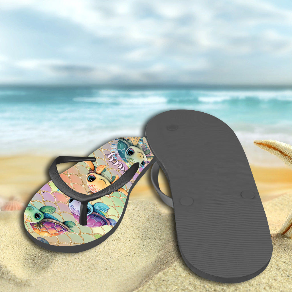 Cute Turtles - Personalized Turtle Flip Flops