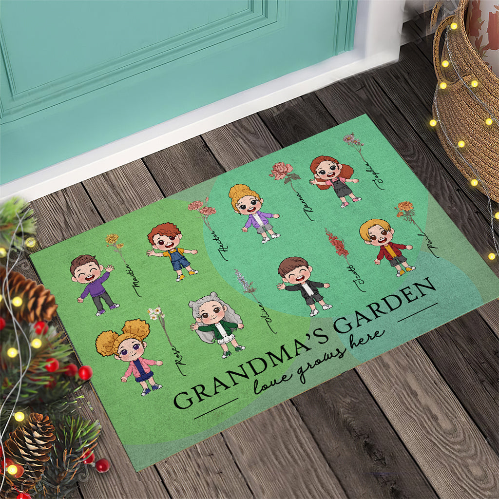 El Amor Crece Aquí Abuela's Garden Grandma Nana - Personalized Grandma Doormat
