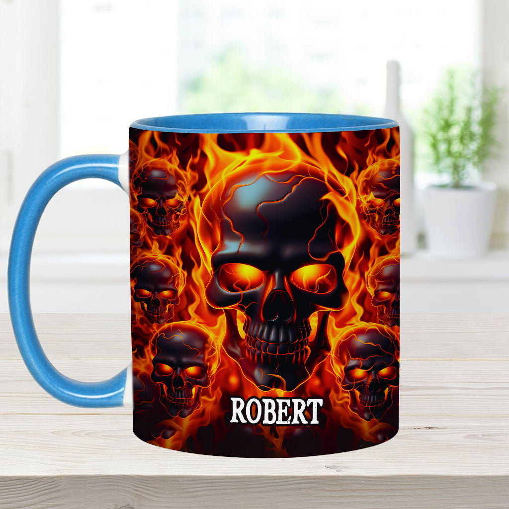 Melted Skull On Fire - Personalized Skull Accent Mug