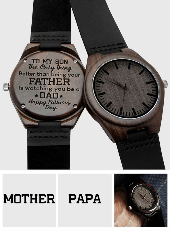 To My Son Happy Father‘s Day - Personalized Father Engraved Wooden Watch