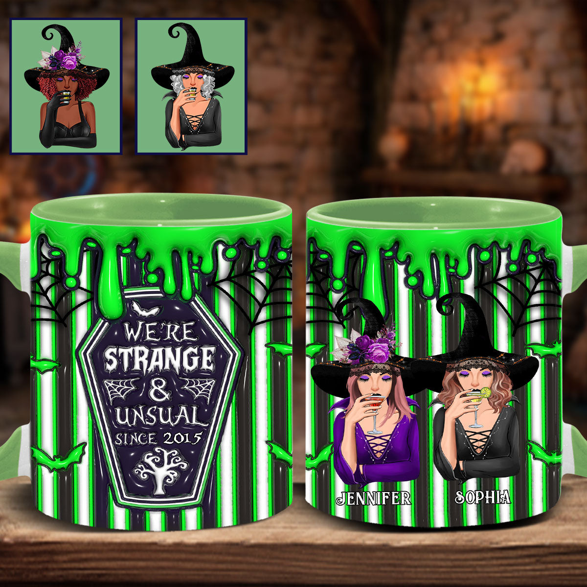 We're Strange and Unusual - Personalized Bestie Accent Mug