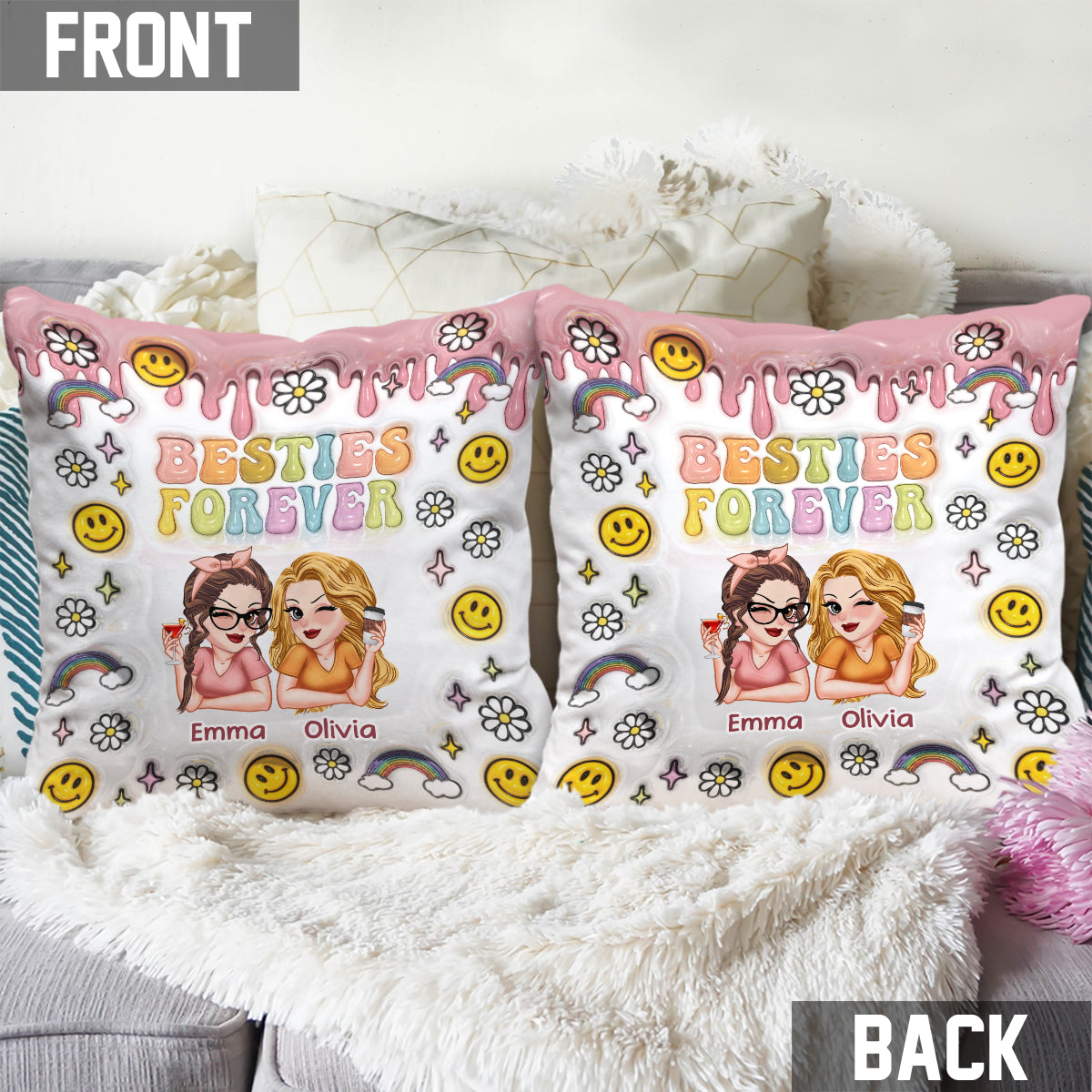 Besties Forever - Personalized Bestie Throw Pillow