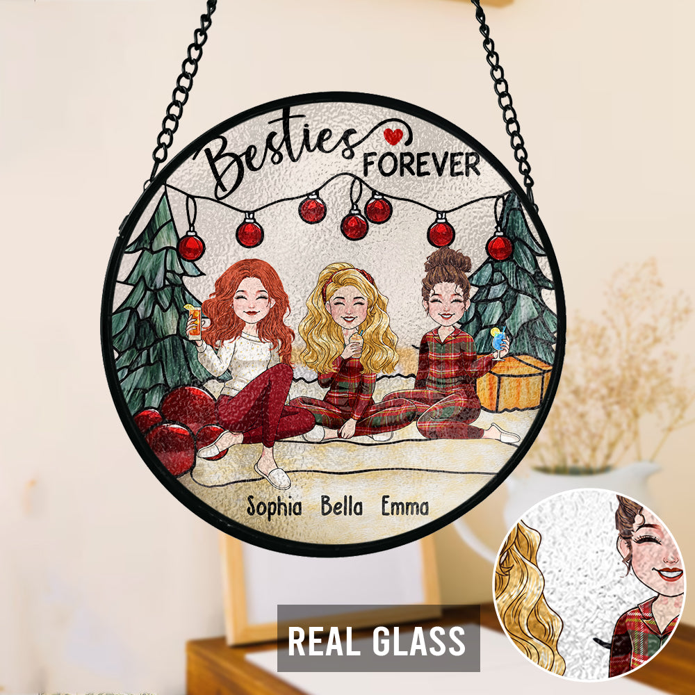 Sisters Forever - Personalized Bestie Stained Glass Suncatcher