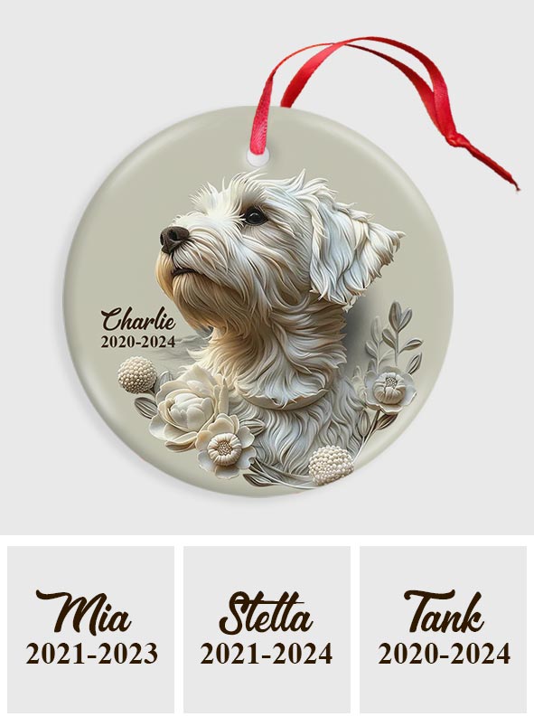 En souvenir de votre chien - Ornement rond en céramique personnalisé -
