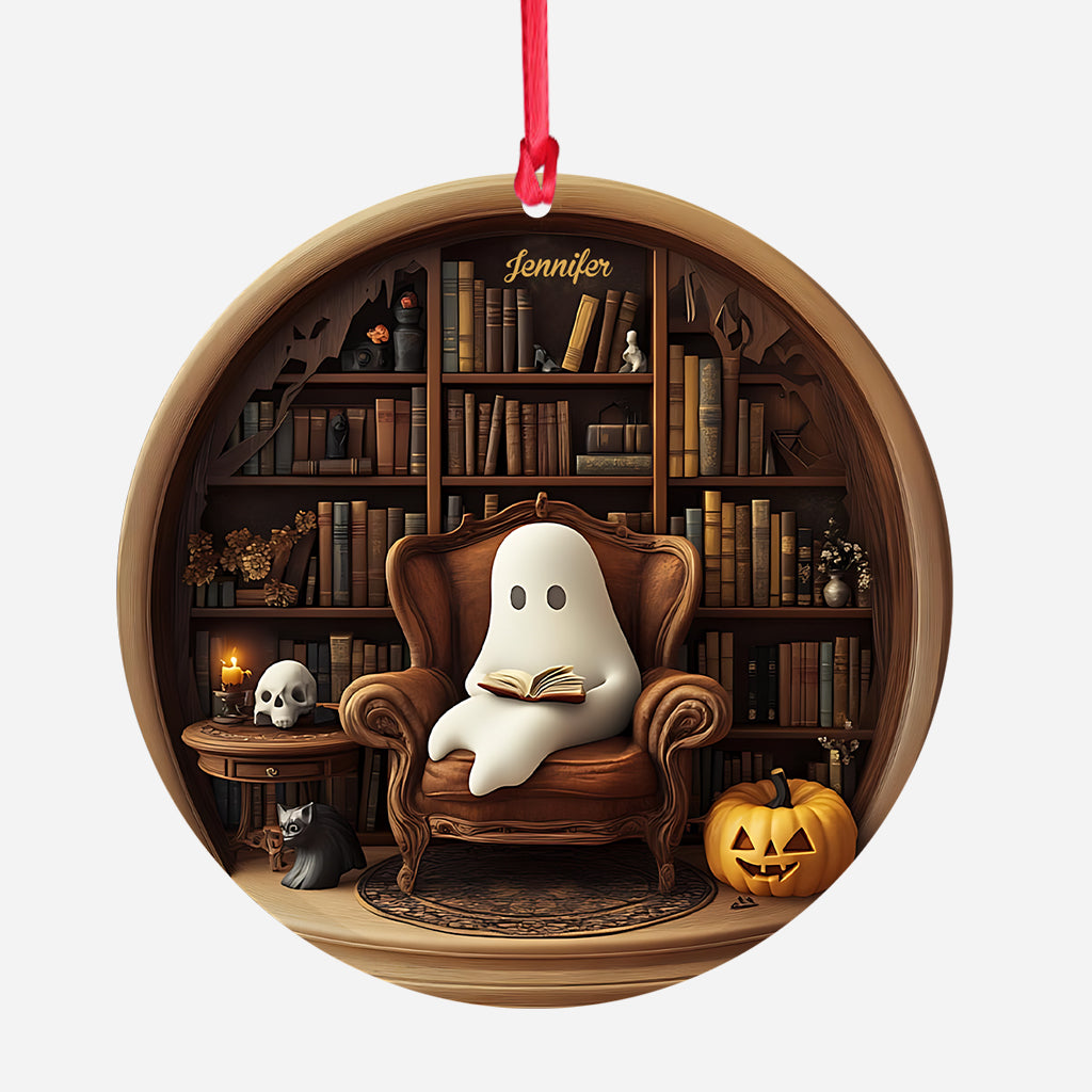 Spooky Ghost Reading Book - Personalized Book Ornament
