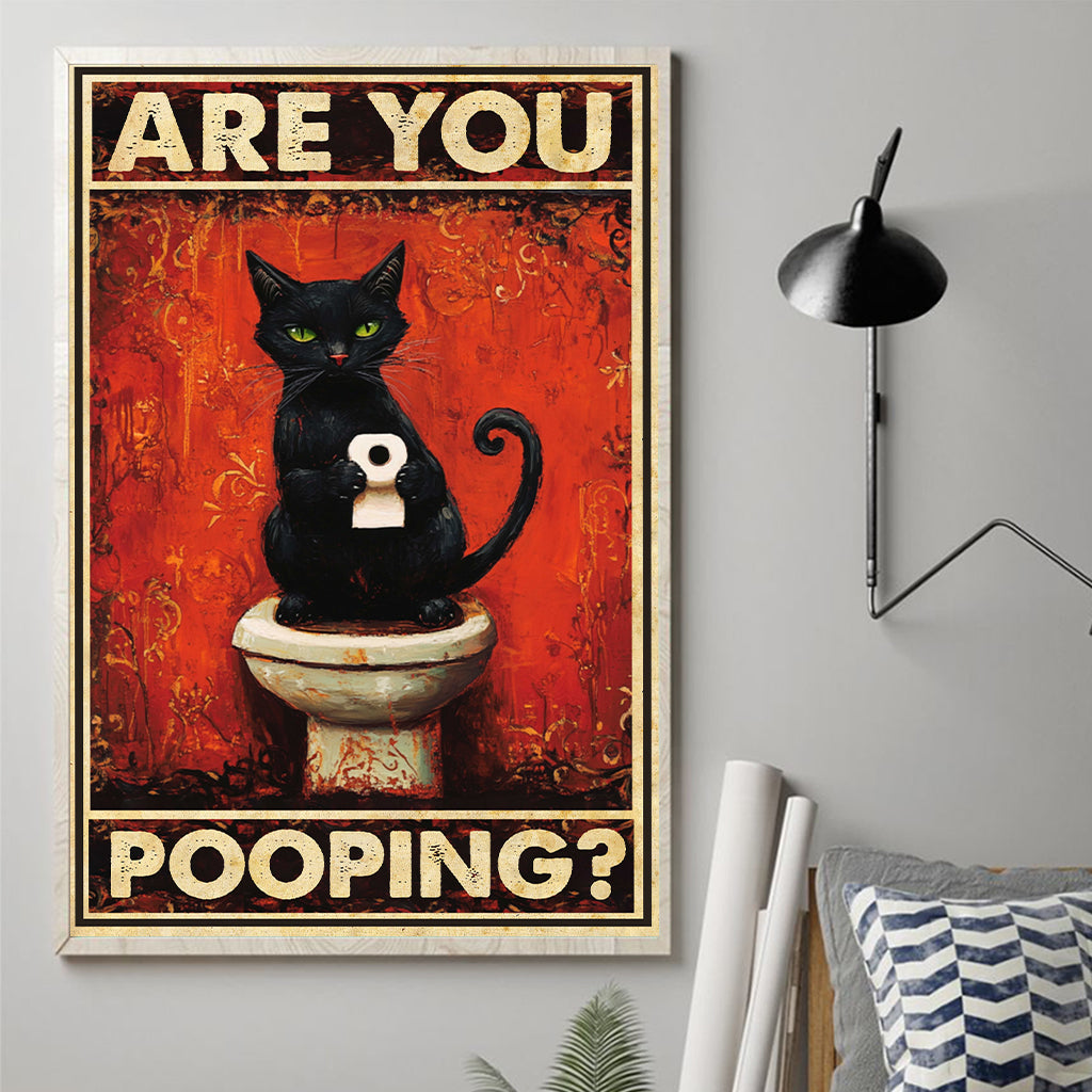 Are You P00ping? - Black Cat Canvas And Poster