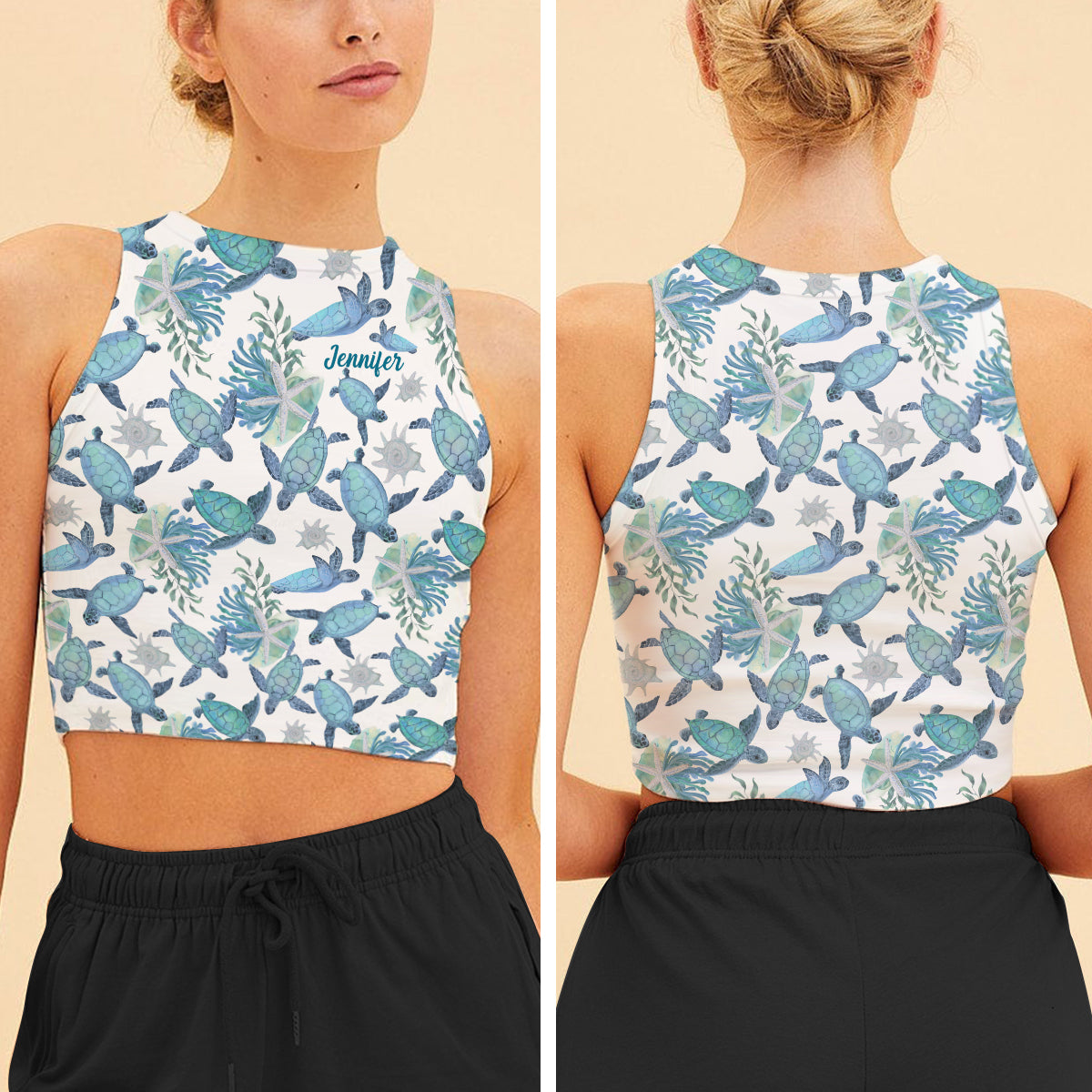 Love Turtles - Personalized Turtle Crop Tank Top