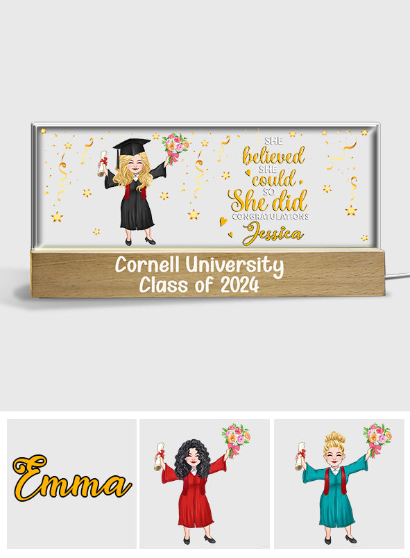 She Believed She Could So She Did - Personalized Graduation Custom LED Night Light