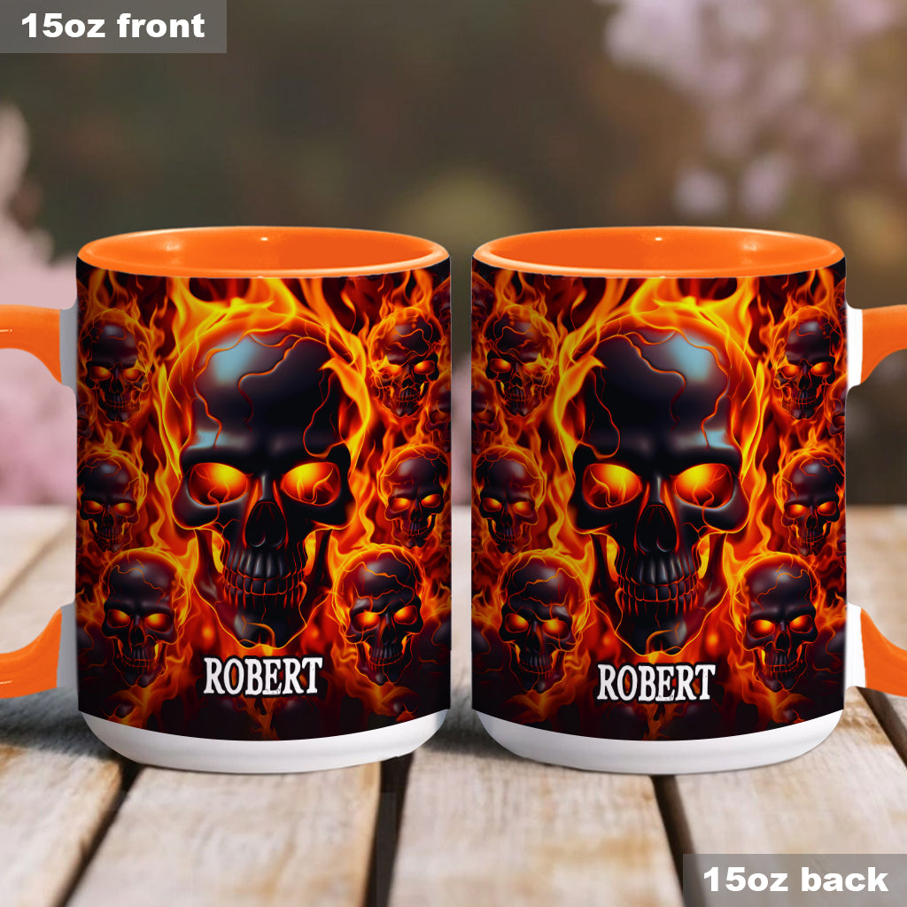 Melted Skull On Fire - Personalized Skull Accent Mug