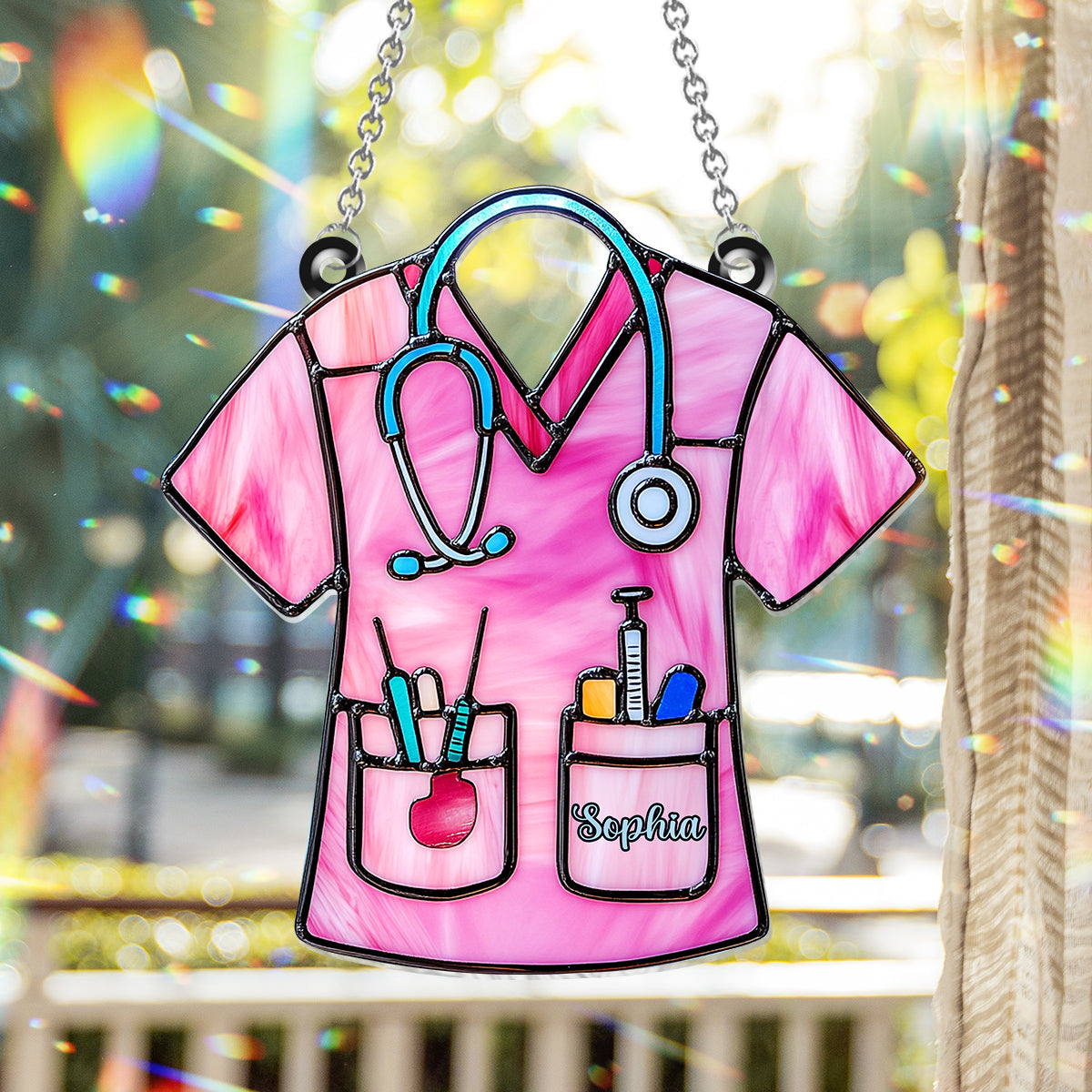 Nurse Scrub Life - Personalized Nurse Window Hanging Suncatcher Ornament