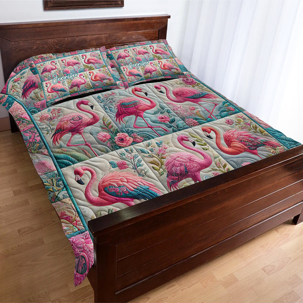 Vintage Flamingo - Personalized Flamingo Bedding Set