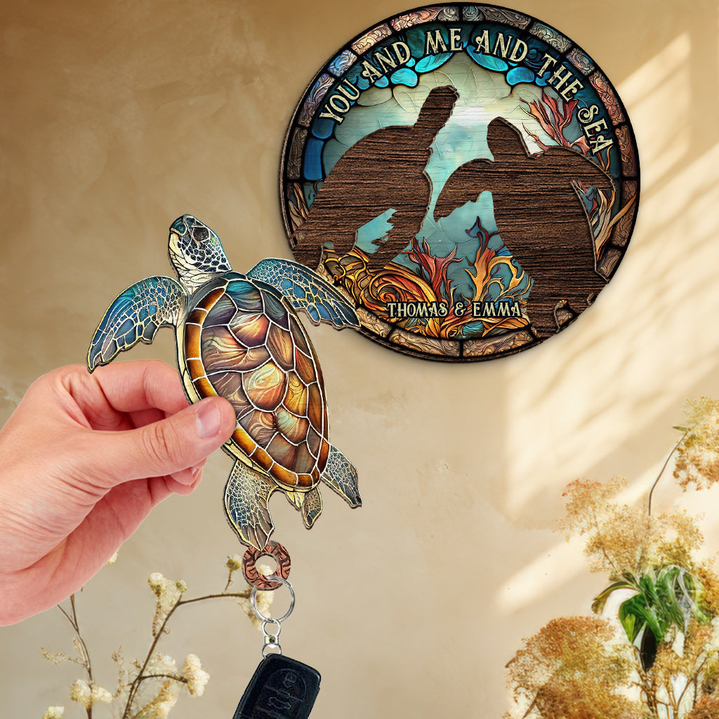 You And Me And The Sea - Personalized Turtle Key Holder