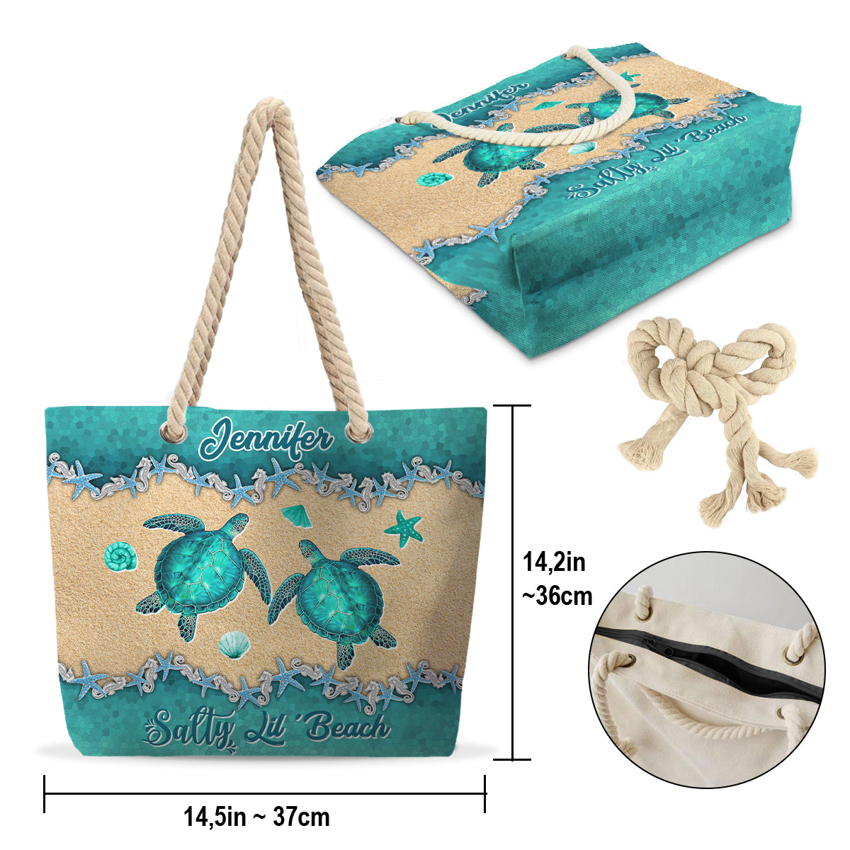 Beach Please Turle Version - Personalized Turtle Beach Bag
