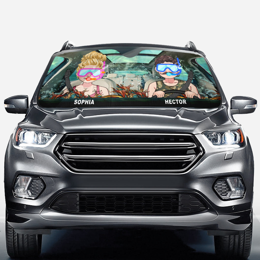 You And Me And The Sea - Personalized Scuba Diving Car Sunshade