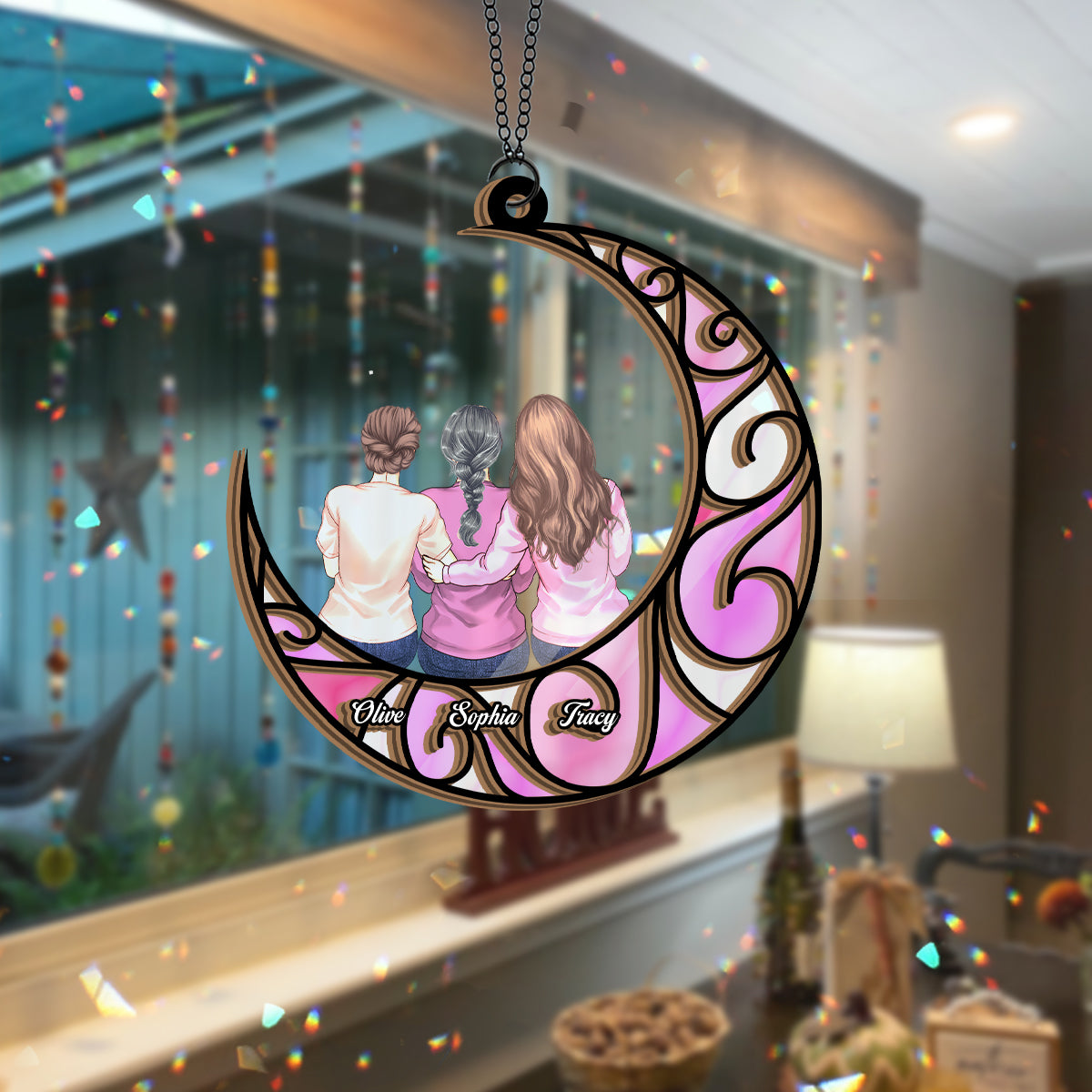 Besties Forever - Personalized Bestie 2 Layered Window Hanging Suncatcher