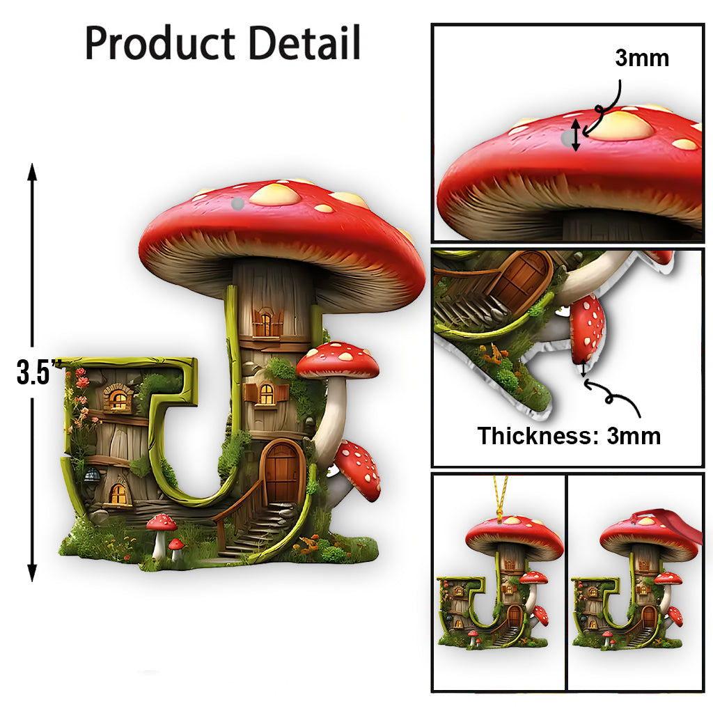 Mushroom Letter Ornament - Personalized Mushroom Ornament