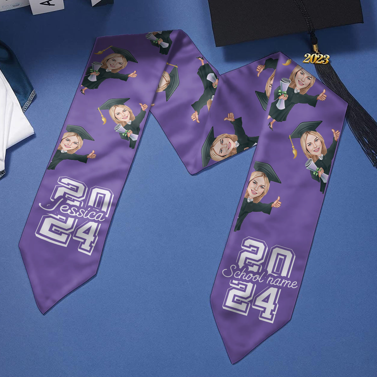 Caricature Funny Character - Personalized Graduation Graduation Stole