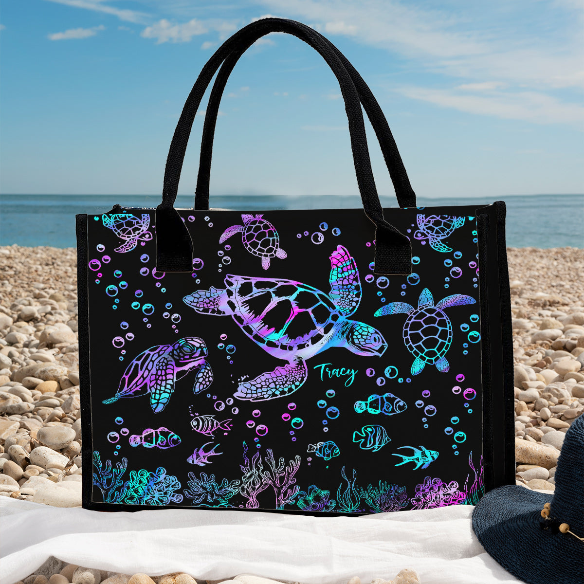 Sea Turtles - Personalized Turtle Canvas Tote Bag