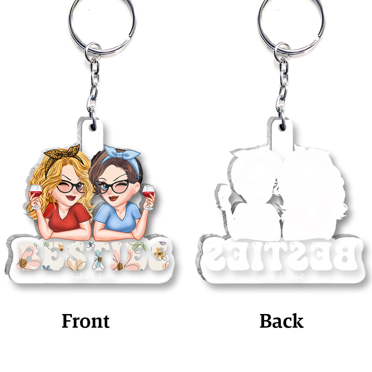 Besties Forever - Personalized Bestie Custom Shaped Keychain